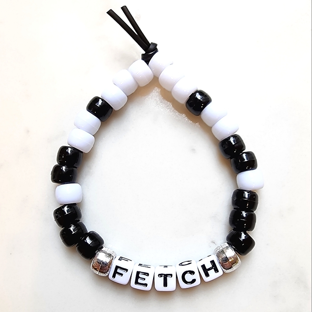 NWT FETCH White & Black Friendship Bracelet Hand Made by My Son